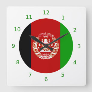Relógio Quadrado Pulso de disparo de parede afegão da bandeira