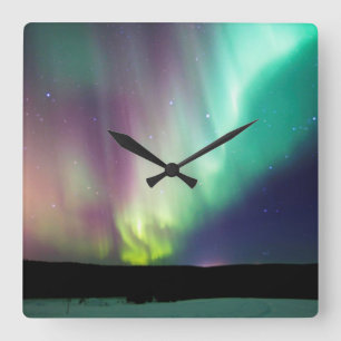 Relógio Quadrado Pulso de disparo de parede da Aurora de Alaska