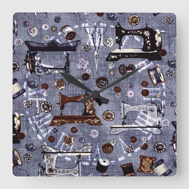 Relógio Quadrado Pulso de disparo de parede da costureira das (Frente)