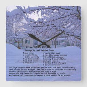 Relógio Quadrado Pulso de disparo de parede da receita da cozinha