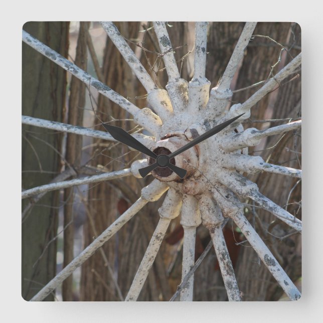 Relógio Quadrado Pulso de disparo de parede da roda de vagão (Frente)