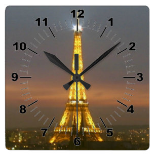 Relógio Quadrado Pulso de disparo de parede da torre Eiffel