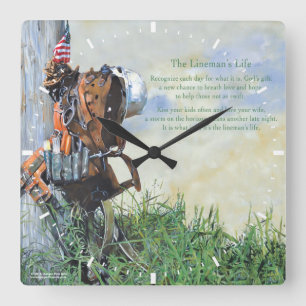 Relógio Quadrado Pulso de disparo de parede da vida do lineman