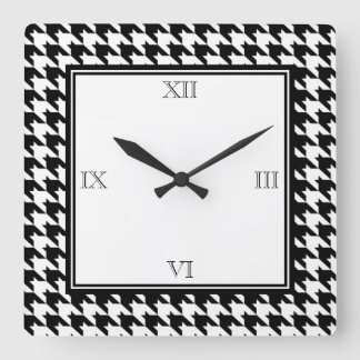Relógio Quadrado Pulso de disparo de parede de Houndstooth