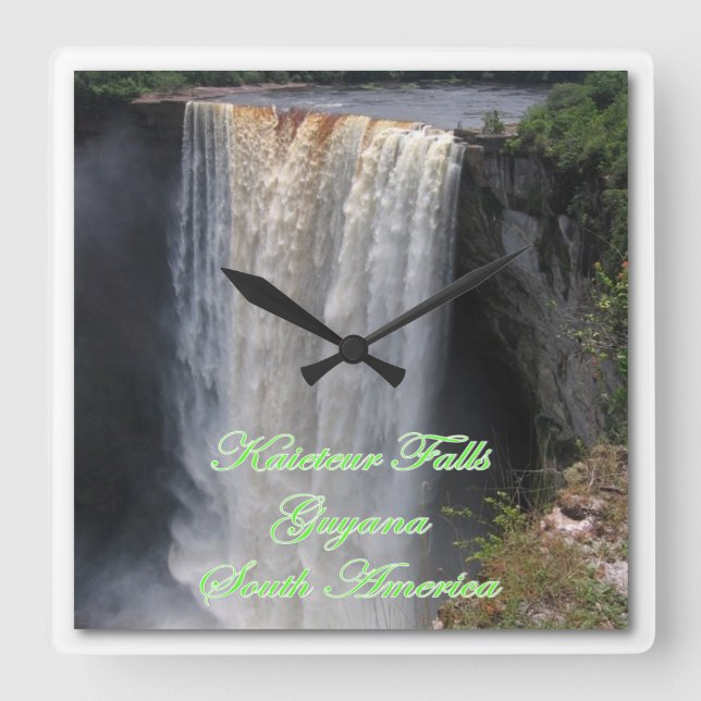 Relógio Quadrado Pulso de disparo de parede de Kaieteur (Frente)
