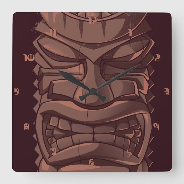 Relógio Quadrado Pulso de disparo de parede de madeira do estatuto (Frente)