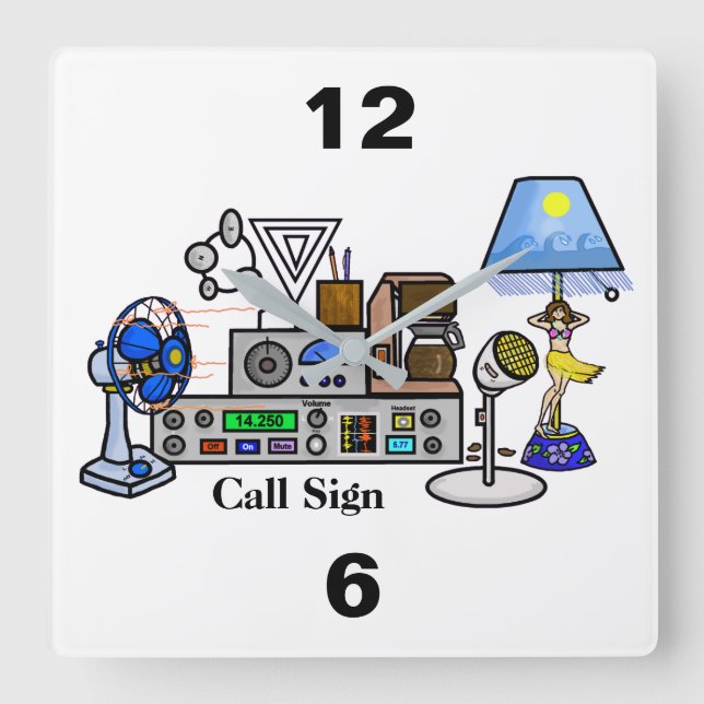 Relógio Quadrado Pulso de disparo de parede de rádio louco do (Frente)