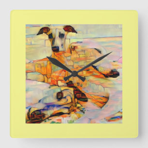 Relógio Quadrado Pulso de disparo de parede de Whippet