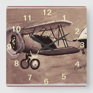 Relógio Quadrado Pulso de disparo de parede do avião do vintage