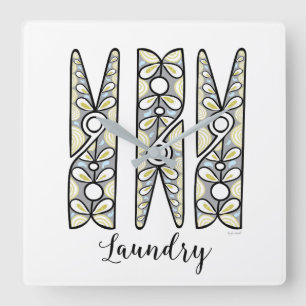 Relógio Quadrado Pulso de disparo de parede do Clothespin