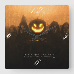 Relógio Quadrado Pulso de disparo de parede do Dia das Bruxas da