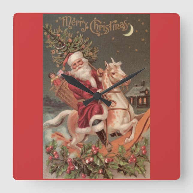 Relógio Quadrado Pulso de disparo de parede do Feliz Natal (Frente)