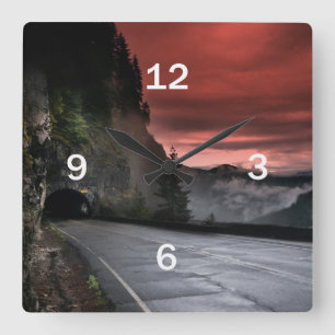 Relógio Quadrado Pulso de disparo de parede do nascer do sol