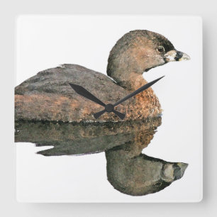 Relógio Quadrado Pulso de disparo de parede do pássaro do Grebe