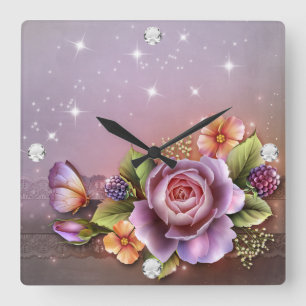 Relógio Quadrado Pulso de disparo de parede do quadrado da menina