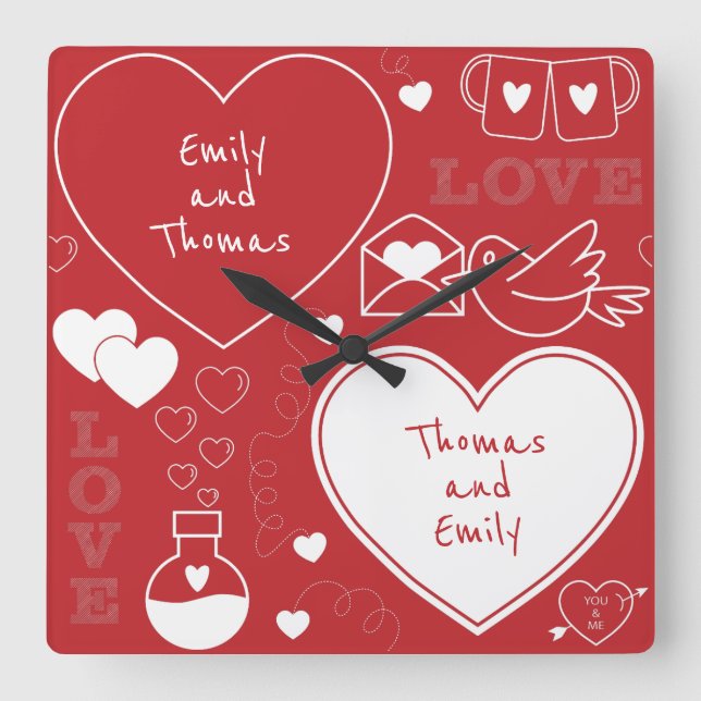 Relógio Quadrado Pulso de disparo de parede do teste padrão dos (Frente)