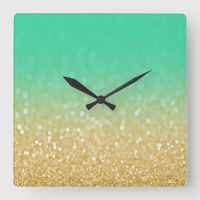 Relógio Quadrado Pulso de disparo de parede Dourado na moda do (Frente)