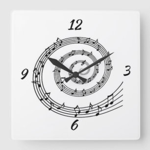 Relógio Quadrado Pulso de disparo de parede espiral da nota