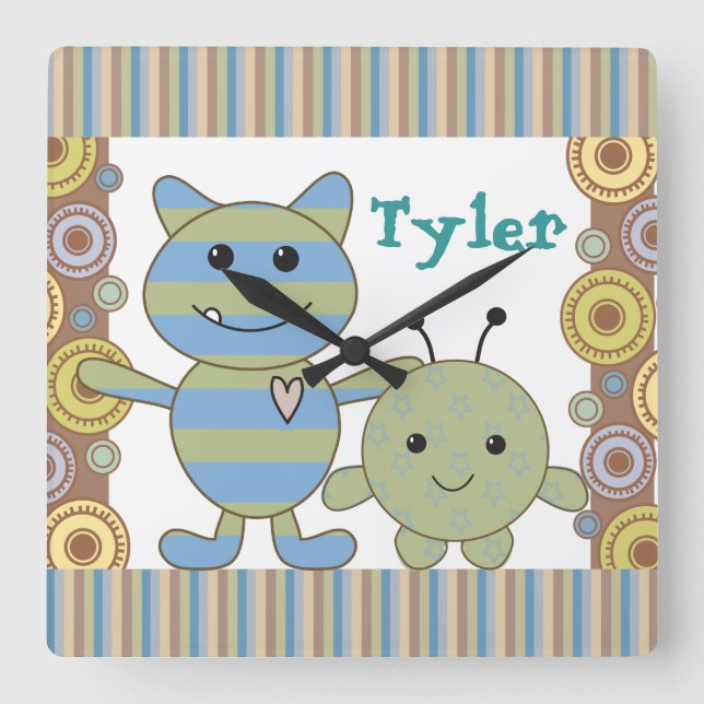 Relógio Quadrado Pulso de disparo de parede espreitando pequeno do (Frente)