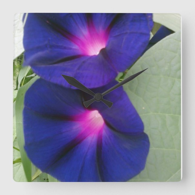 Relógio Quadrado Pulso de disparo de parede floral quadrado (Frente)