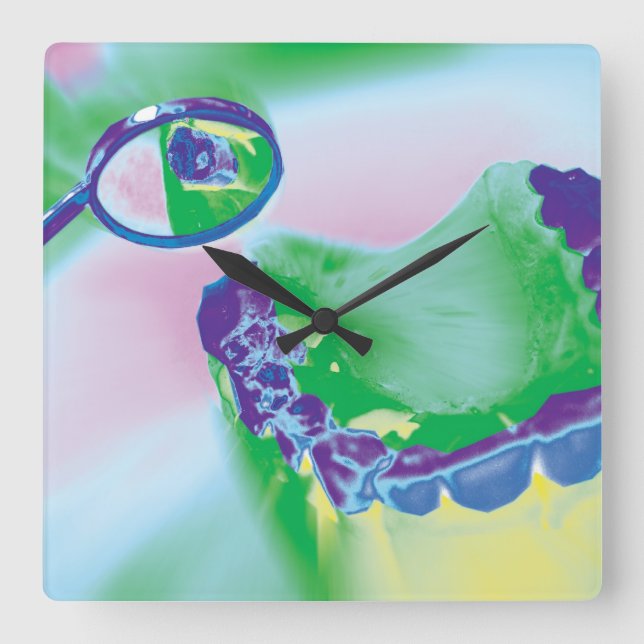 Relógio Quadrado Pulso de disparo de parede modelo do dentista da (Frente)