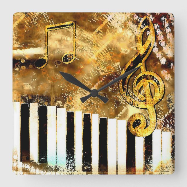 Relógio Quadrado Pulso de disparo de parede musical do Grunge (Frente)