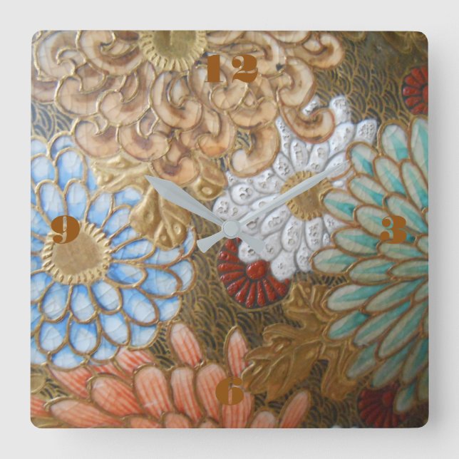 Relógio Quadrado Pulso de disparo de parede quadrado de Cloisonne (Frente)