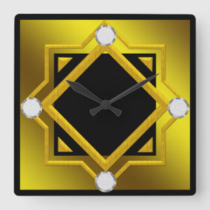 Relógio Quadrado Pulso de disparo de parede tonificado amarelo