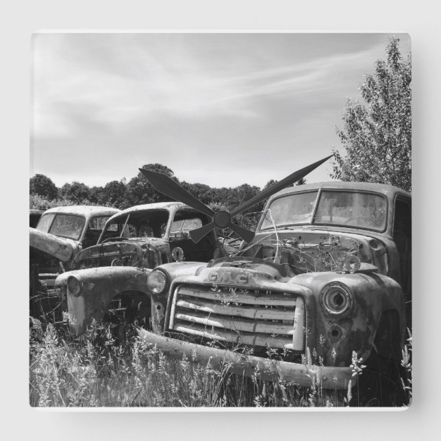 Relógio Quadrado Pulso de disparo de parede velho do caminhão do (Frente)