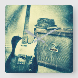 Relógio Quadrado pulso de disparo do bluesman da harmônica do