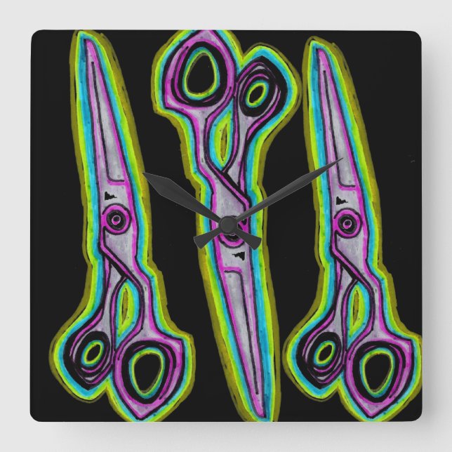 Relógio Quadrado Pulso de disparo do cabeleireiro (Frente)