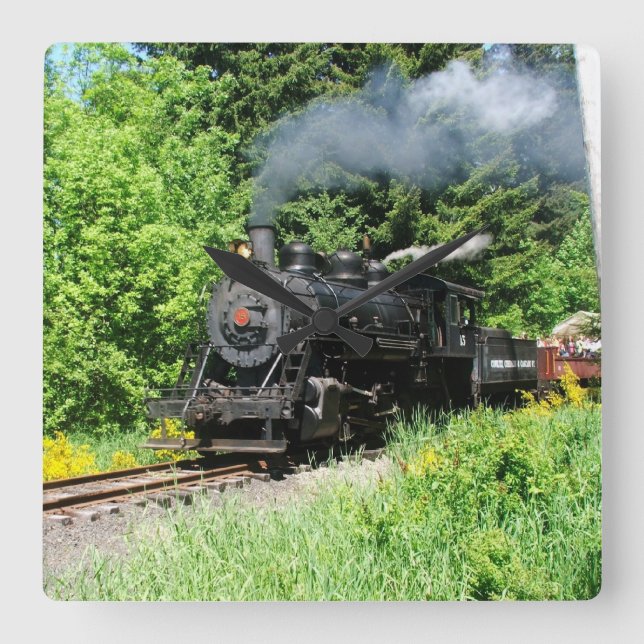 Relógio Quadrado Pulso de disparo do costume do trem do vapor (Frente)