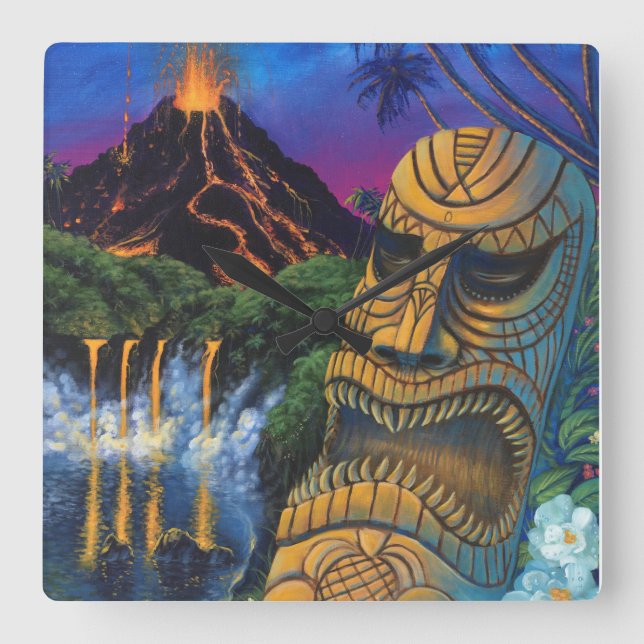 Relógio Quadrado Pulso de disparo do deus de Tiki (Frente)