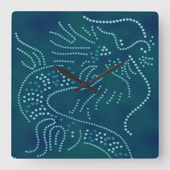 Relógio Quadrado Pulso de disparo do dragão de água (Frente)