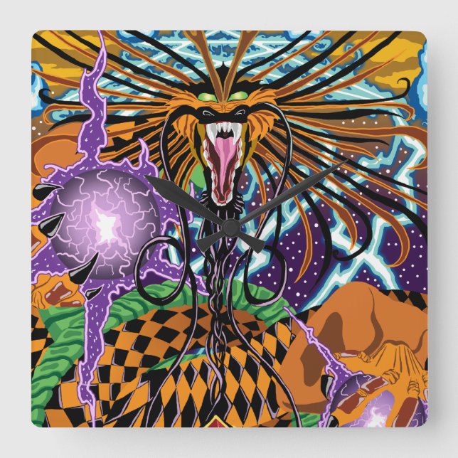 Relógio Quadrado Pulso de disparo do dragão do Dia das Bruxas (Frente)