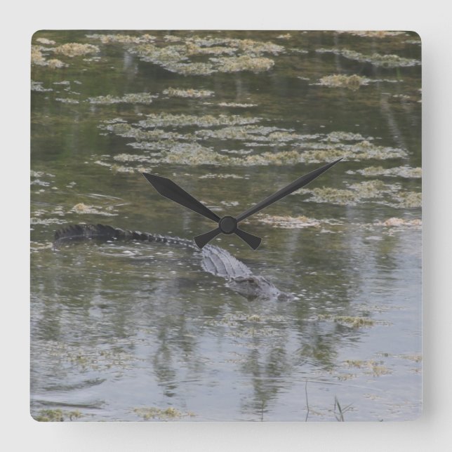 Relógio Quadrado Pulso de disparo do jacaré (Frente)