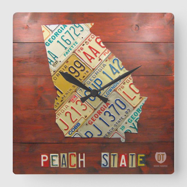 Relógio Quadrado Pulso de disparo do mapa da matrícula de Geórgia (Frente)