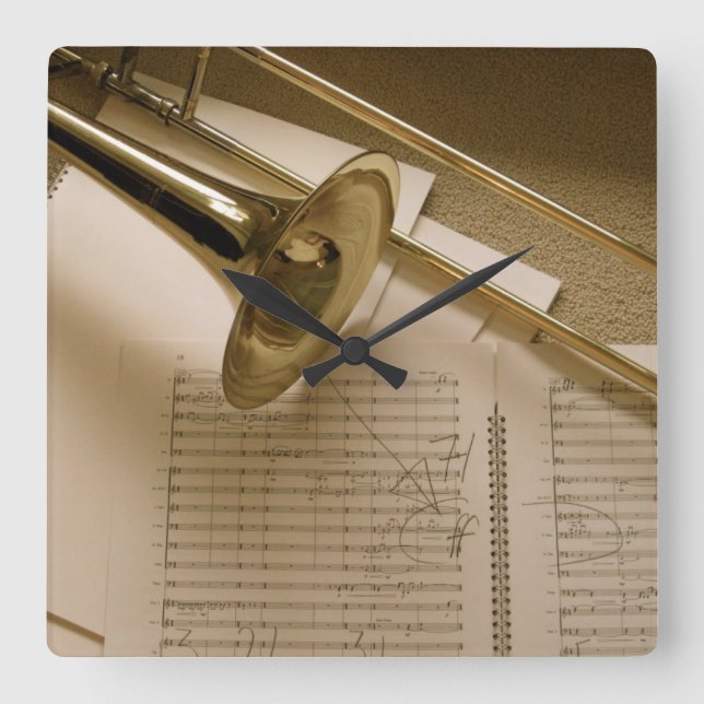 Relógio Quadrado Pulso de disparo do Trombone (Frente)