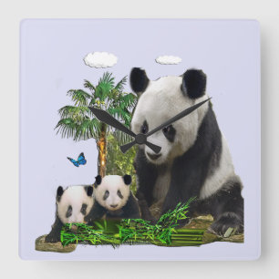 Relógio Quadrado Pulso de disparo do urso de panda