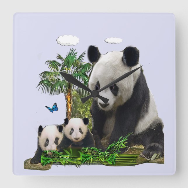 Relógio Quadrado Pulso de disparo do urso de panda (Frente)