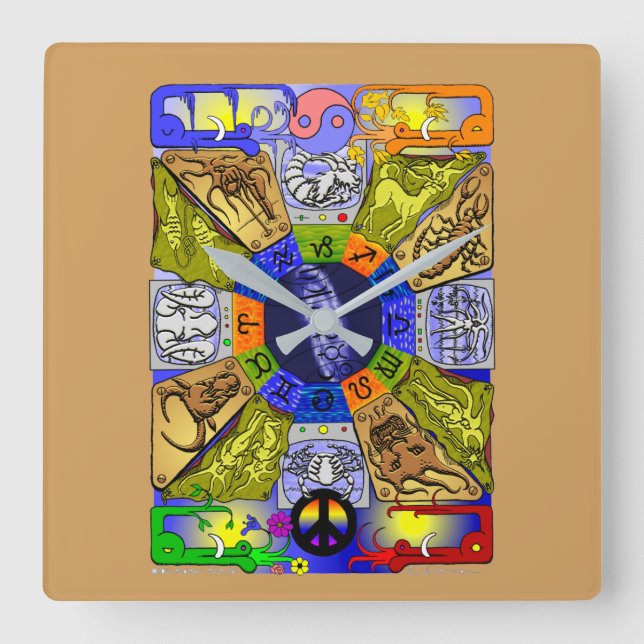 Relógio Quadrado Pulso de disparo do zodíaco (Frente)