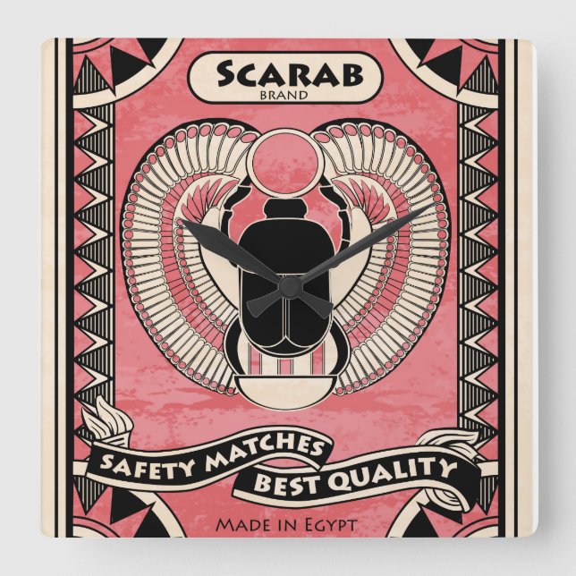 Relógio Quadrado Pulso de disparo egípcio da arte da caixa de (Frente)