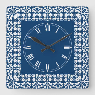 Relógio Quadrado Pulso de disparo elegante azul e branco do país d