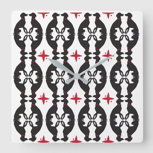 Relógio Quadrado Pulso de disparo elegante do teste padrão do galgo (Frente)