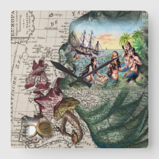 Relógio Quadrado pulso de disparo europeu do mapa do vintage