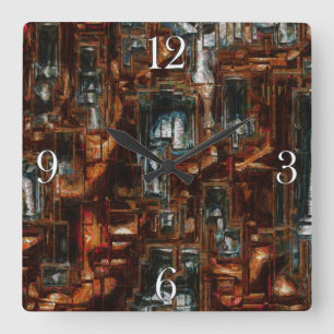 Relógio Quadrado Pulso de disparo geométrico rústico da arte