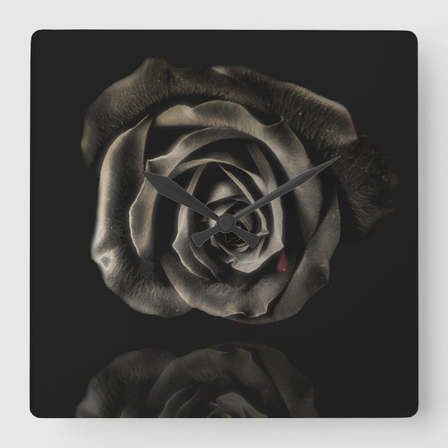 Relógio Quadrado Pulso de disparo gótico do rosa do preto do (Frente)