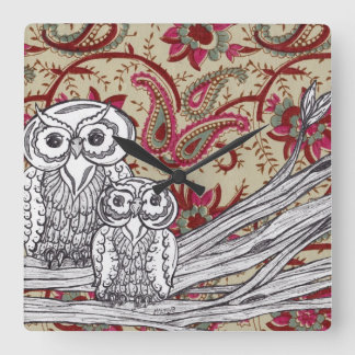 Relógio Quadrado Pulso de disparo indiano das corujas