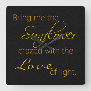 Relógio Quadrado Pulso de disparo preto das citações do girassol