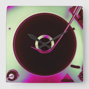 Relógio Quadrado Pulso de disparo retro do jogador gravado de vinil